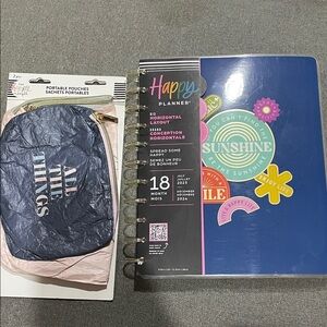 Happy Planner Big Horizontal layout 11 disks Sunshine cover and set of 2 pouch